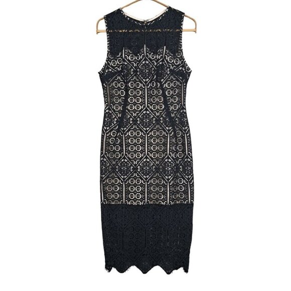 Guess by Marciano Black Lace Flower Pencil Dress Size 4 - Picture 2 of 13